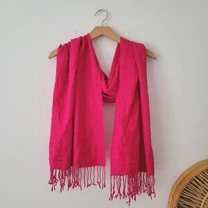 Hot Pink Scarf/Wrap Fringed